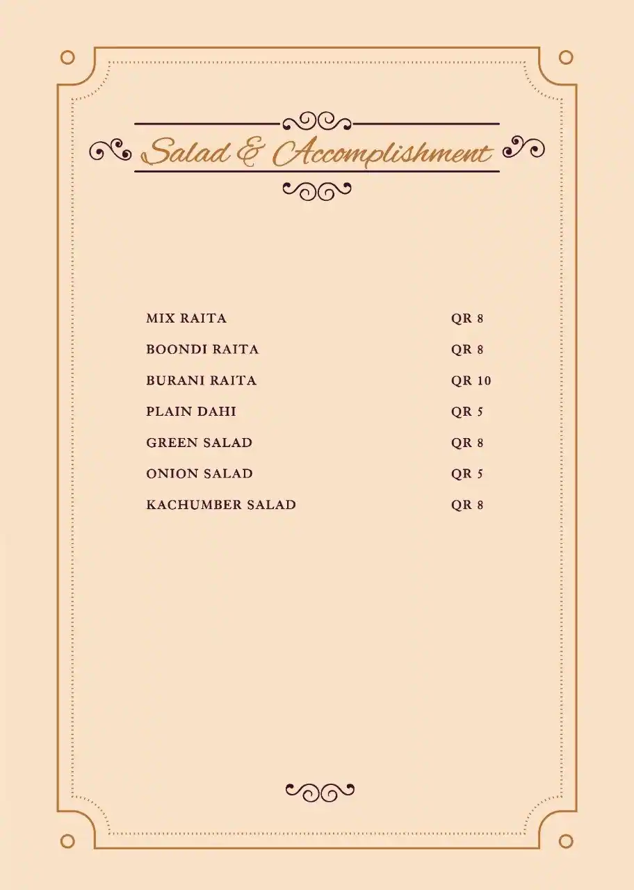 Menu of Maharaja Darbar Restaurant, Nuaija, Doha  