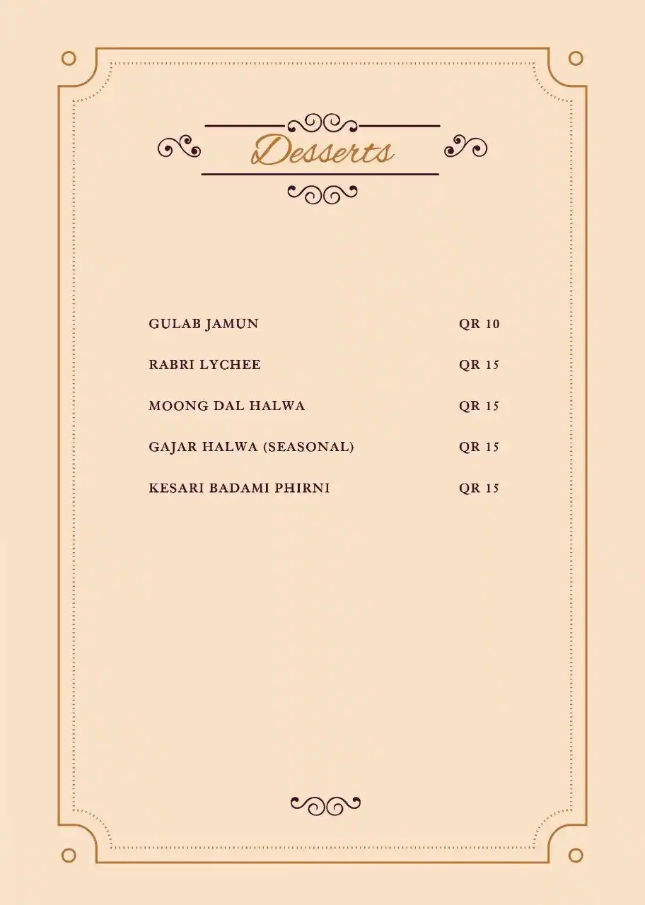 Menu of Maharaja Darbar Restaurant, Nuaija, Doha  