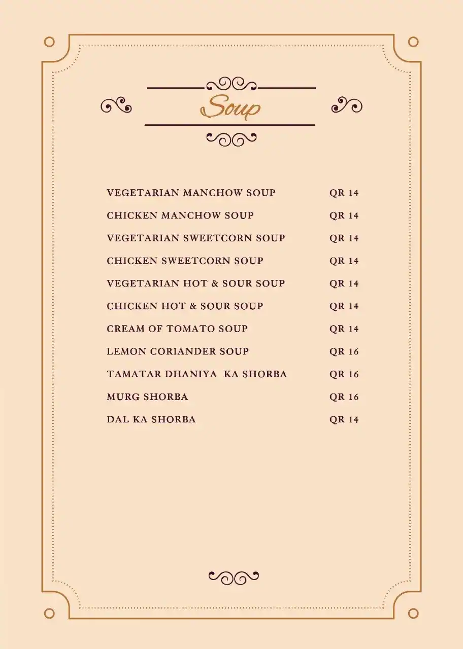 Menu of Maharaja Darbar Restaurant, Nuaija, Doha  