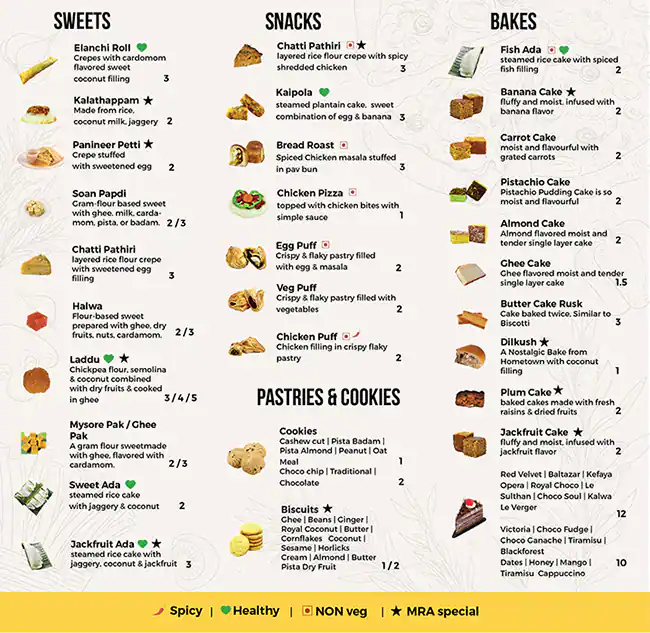 Menu of MRA Bakery Sweets & Restaurant, Mesaimeer, Doha  