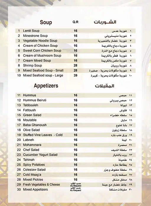 Menu of Al Majles Al Arabi Restaurant For Families - مطعم المجلس العربي للعائلات, Salwa Road, Doha  