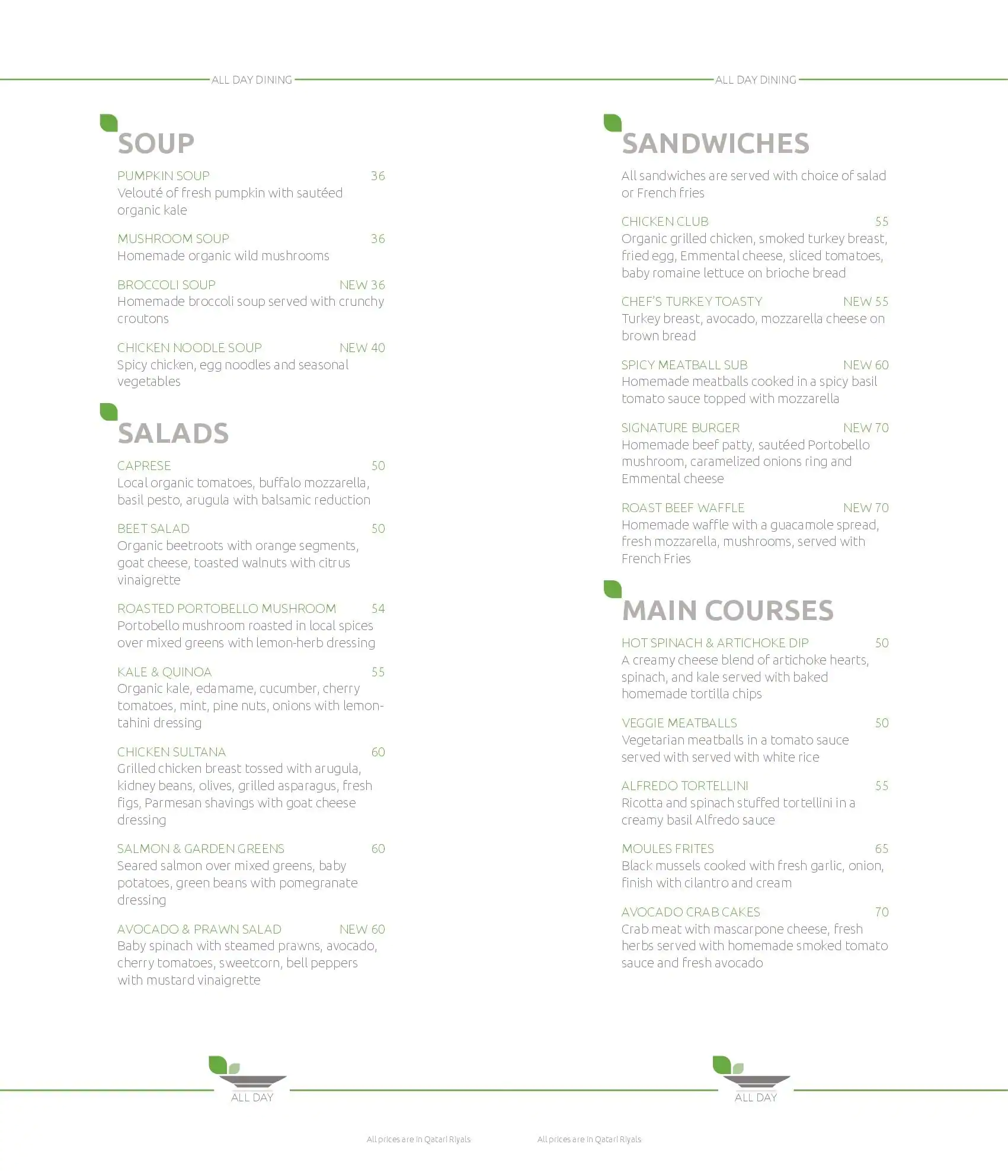 Menu of Chef's Garden, Al Gharafa, Doha  