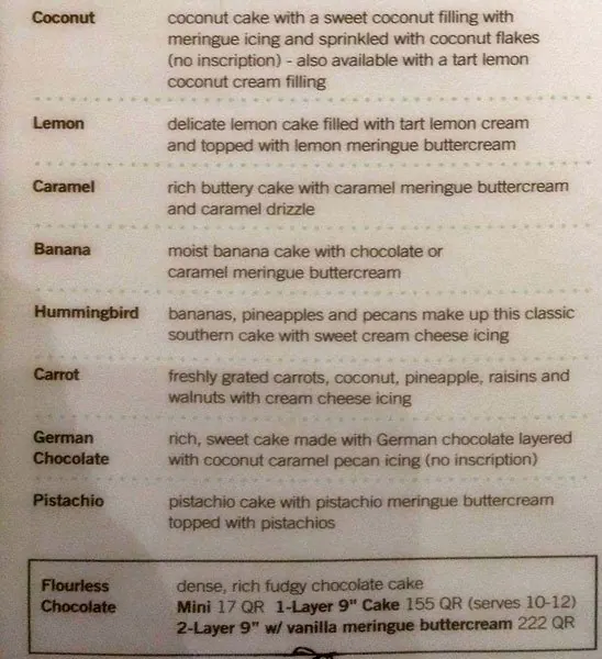 Menu of Magnolia Bakery, Al Gharafa, Doha  