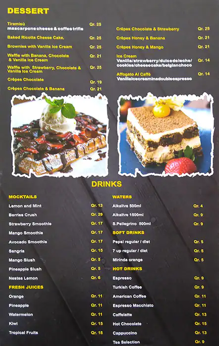 Menu of Maysoun, Ain Khalid, Doha  