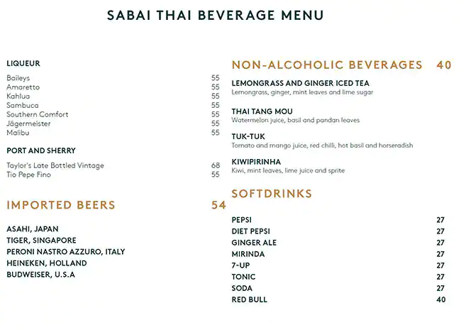 Menu of Sabai Thai - The Westin Doha Hotel & Spa, Fereej Bin Mahmoud, Doha  