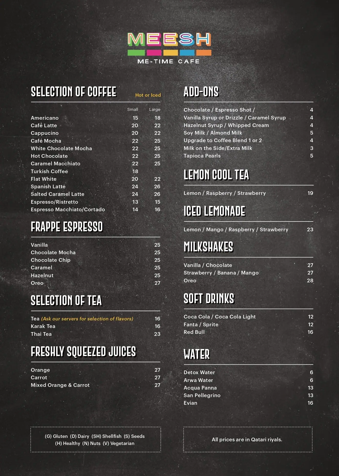 Menu of Meesh Cafe - Crowne Plaza Doha, The Business Park, Najma, Doha  