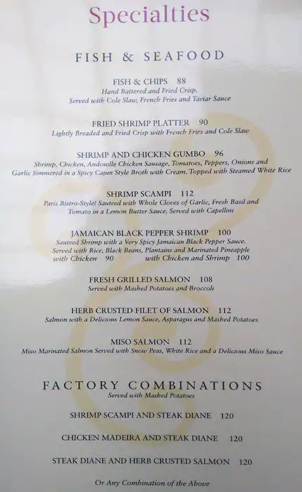 Menu of The Cheesecake Factory, Al Waab, Doha  