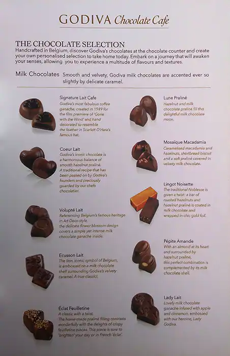 Menu of GODIVA, Al Gharafa, Doha  