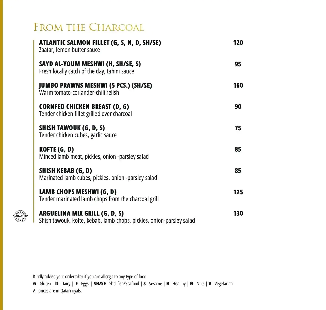 Menu of Arguelina Lounge - Crowne Plaza Doha, The Business Park, Najma, Doha  