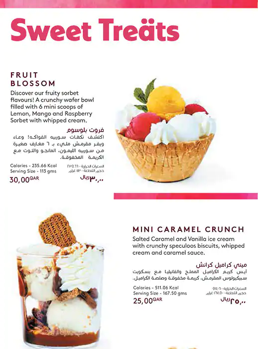 Menu of Haagen Dazs, Al Gharafa, Doha  