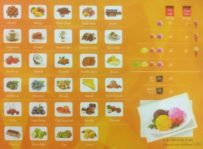 Menu of Gelato Mondo, Al Gharafa, Doha  