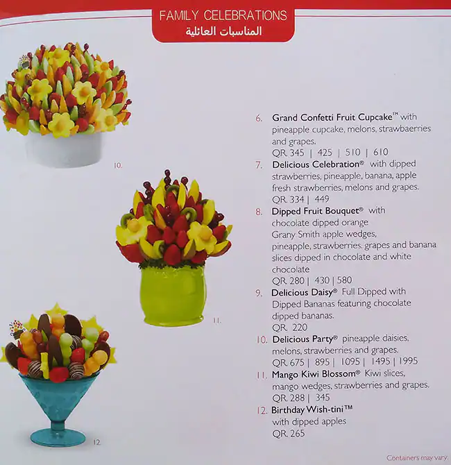 Menu of Edible Arrangements, Umm Salal Mohammed, Doha  