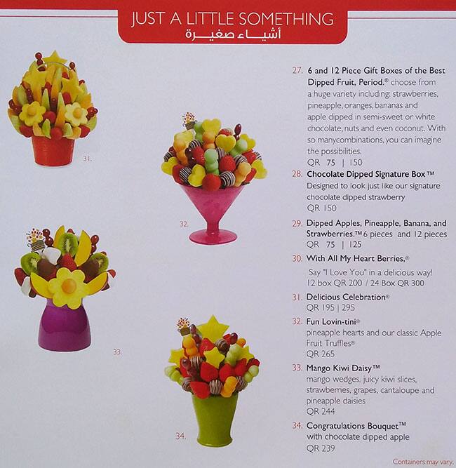 Menu of Edible Arrangements, Umm Salal Mohammed, Doha  