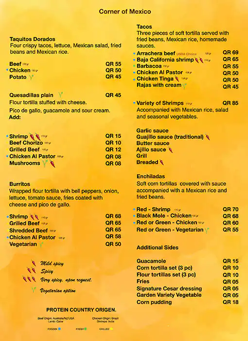 Menu of Viva Mexico, Pearl Qatar, Doha  