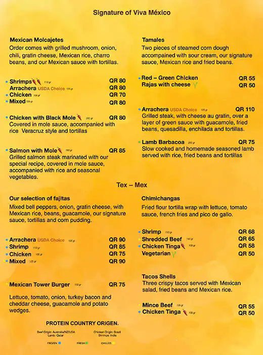 Menu of Viva Mexico, Pearl Qatar, Doha  