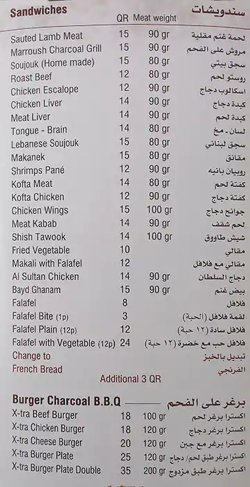 Menu of Al Sultan Restaurant - مطعم السلطان, Al Waab, Doha  