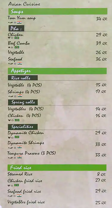 Menu of The Rice Room, Umm Salal Mohammed, Doha  