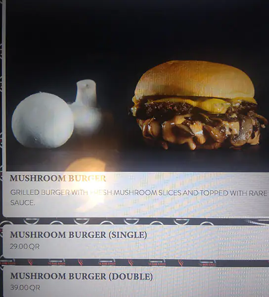 Menu of The Rare Burger, Abu Hamour, Doha  