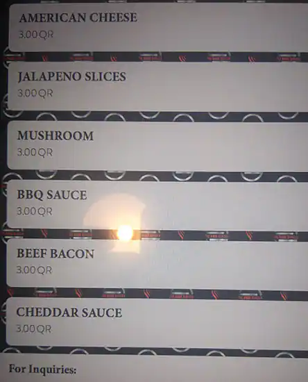 Menu of The Rare Burger, Abu Hamour, Doha  