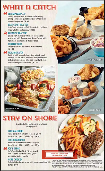 Menu of Joe's Crab Shack, Markhiya, Doha  