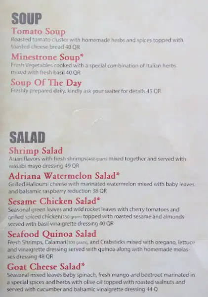 Menu of Torino - Tawar Mall, Markhiya, Doha  