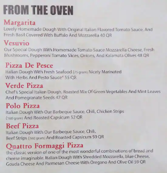 Menu of Torino - Tawar Mall, Markhiya, Doha  