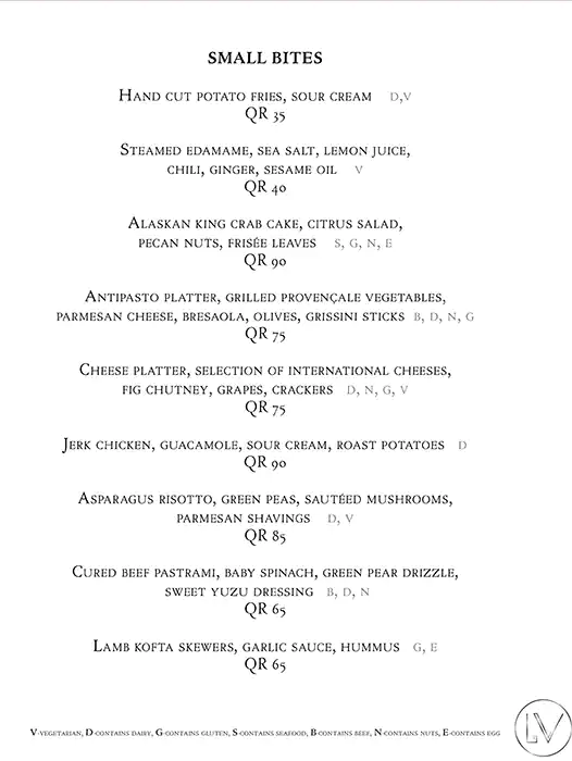 Menu of La Vue - InterContinental Doha, Westbay, Doha  