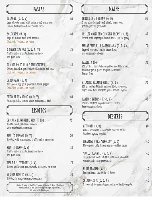 Menu of Sirocco - Holiday Inn Doha, Najma, Doha  