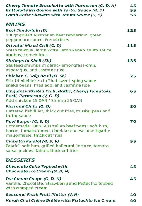 Menu of The Pool Lounge - Holiday Inn Doha, Najma, Doha  