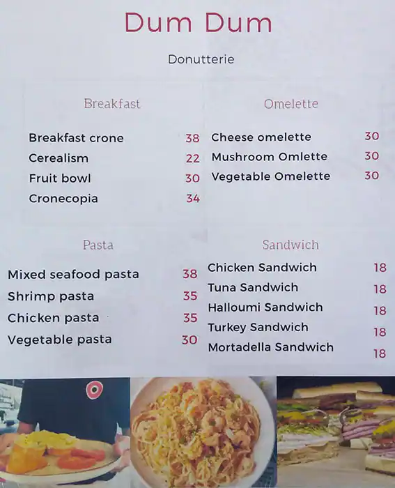 Menu of Dum Dum, Dafna, Doha  