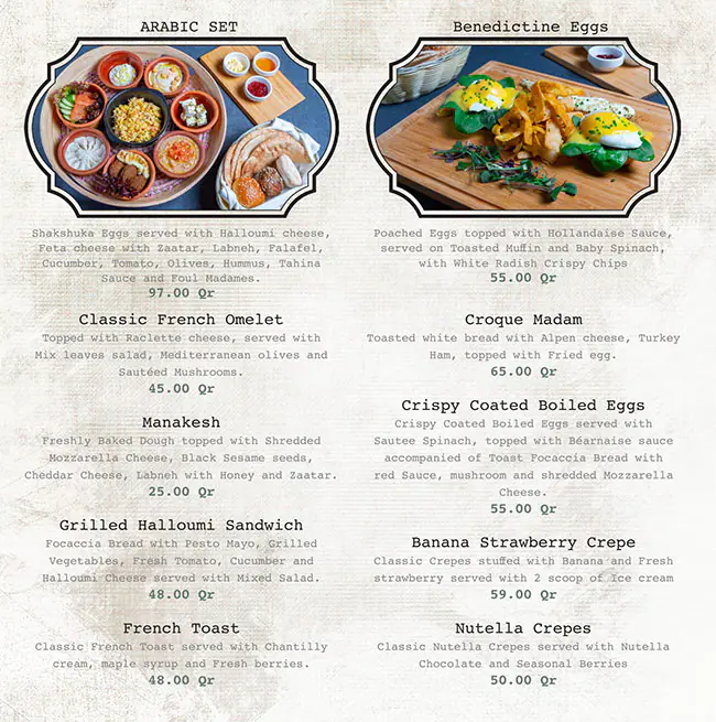 Menu of Fromage, Markhiya, Doha  