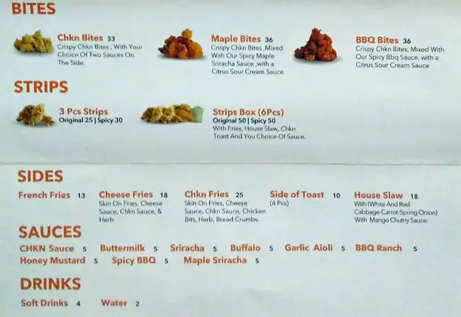 Menu of CHKN, Al Aziziyah, Doha  