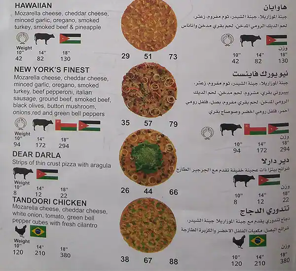 Menu of Yellow Cab, Al Wakrah, Doha  