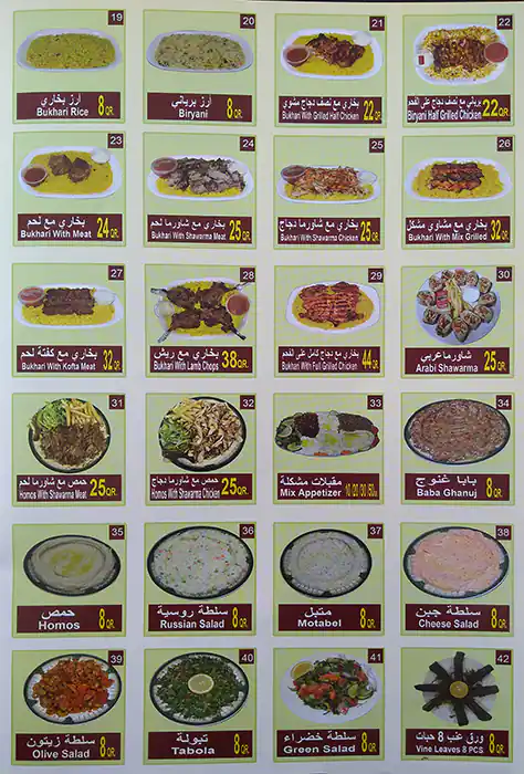 Menu of Turkey Restaurant, Najma, Doha  