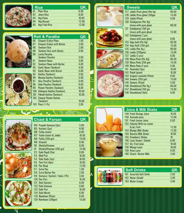 Menu of Shreeji, Najma, Doha  