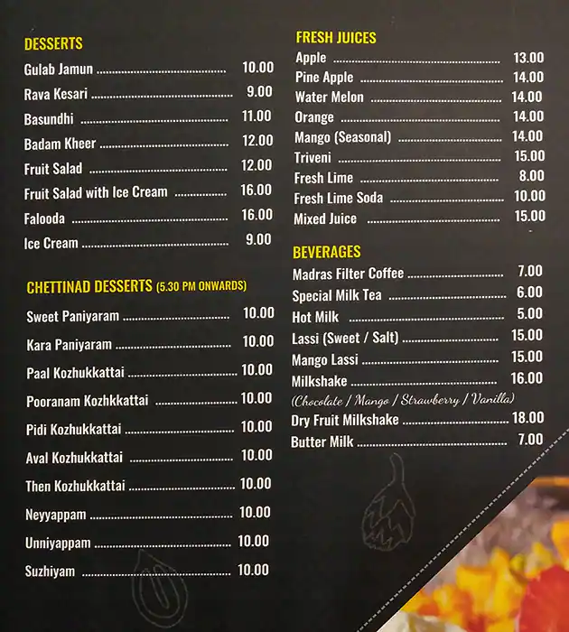 Menu of Saravanaa Bhavan, Salwa Road, Doha  