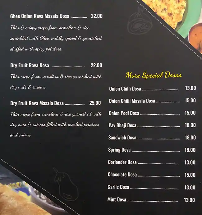 Menu of Saravanaa Bhavan, Salwa Road, Doha  