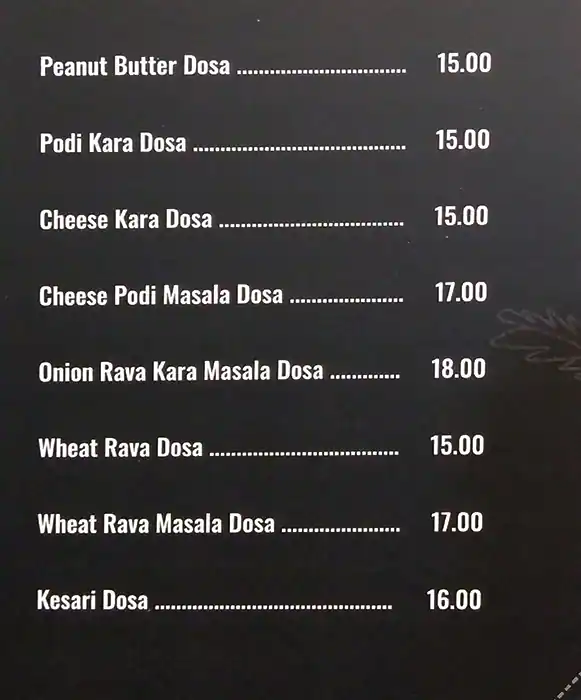 Menu of Saravanaa Bhavan, Salwa Road, Doha  