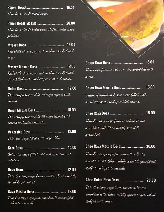 Menu of Saravanaa Bhavan, Salwa Road, Doha  