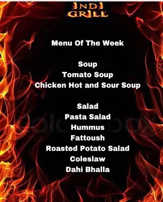 Menu of INDIGRILL, Al Sadd, Doha  