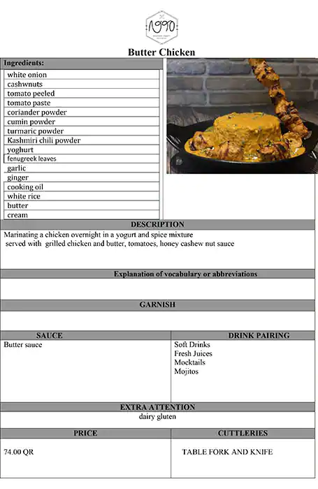 Menu of 1990 Nineteen Ninety, Pearl Qatar, Doha  