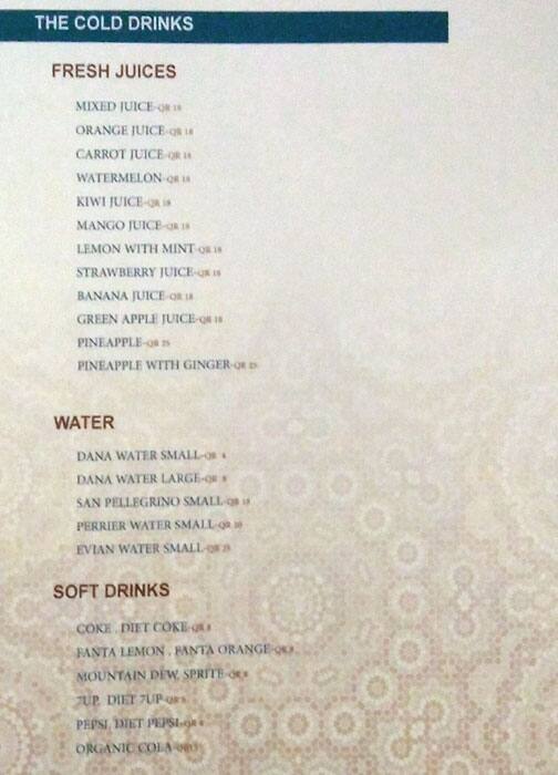 Menu of Mezzatto, Dafna, Doha  