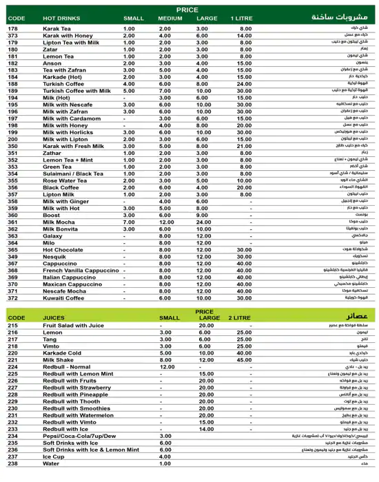 Menu of Juice N Tea, Ain Khalid, Doha  