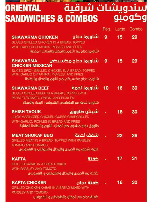 Menu of Sandwich Station, Markhiya, Doha  