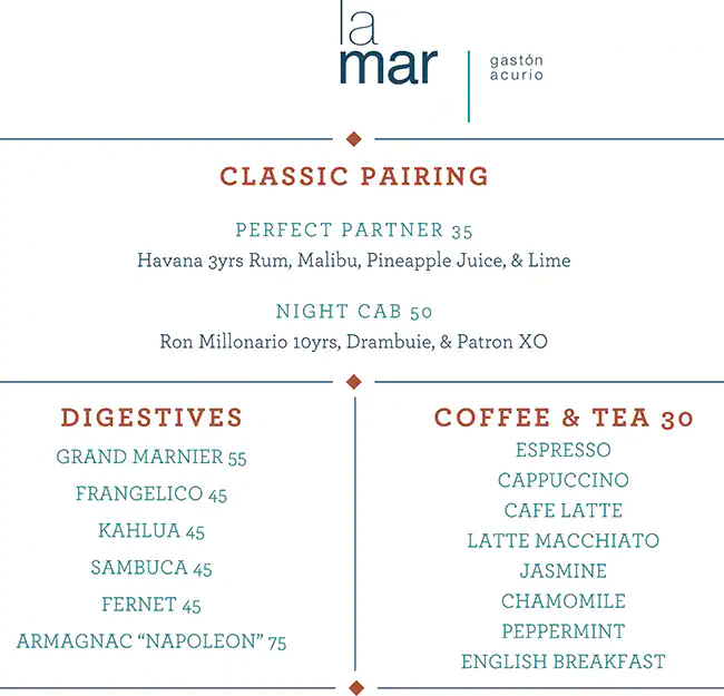 Menu of La Mar by Gaston Acurio, Westbay, Doha  