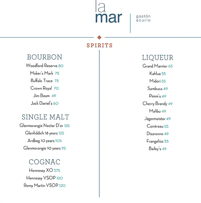 Menu of La Mar by Gaston Acurio, Westbay, Doha  