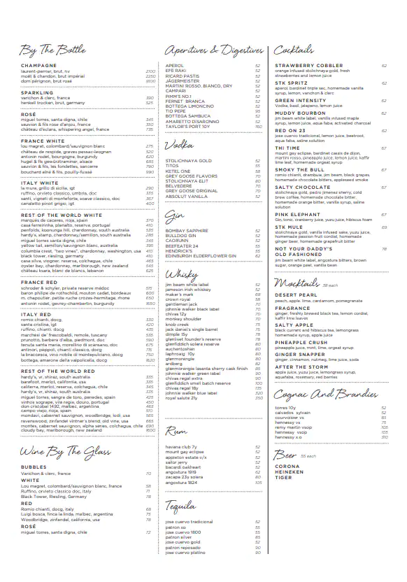 Menu of STK Doha - The Ritz-Carlton, Westbay, Doha  