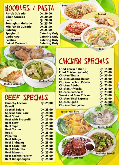 Menu of Big Diners Restaurant, Al Mansoura, Doha  