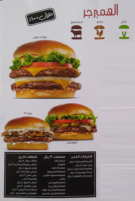 Menu of Johnny Rockets, Dafna, Doha  