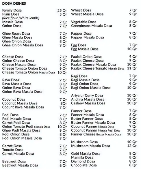 Menu of Chennai King, Al Wakrah, Doha  